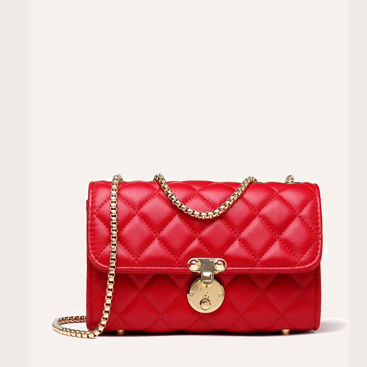 

Quilted Flap Crossbody Bag, Red