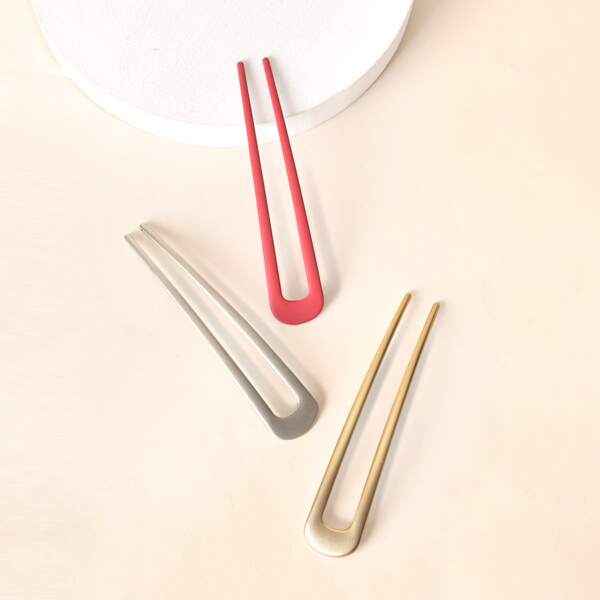 

3pcs Simple Colorful Hairpin, Multicolor