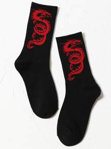 Calcetines con patrón de dragón - Negro - Ver 2