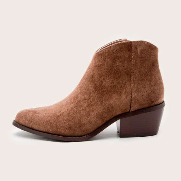 

Double Side Zipper Ankle Boots, Brown