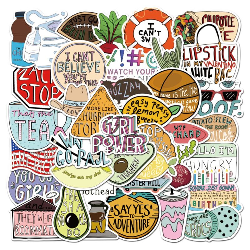 

50pcs Slogan Graphic Stickers, Multicolor