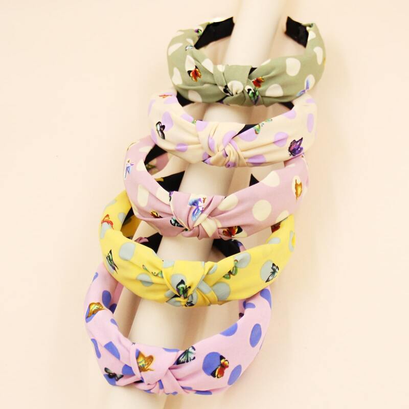 

5pcs Polka Dot Pattern Hair Hoop, Multicolor