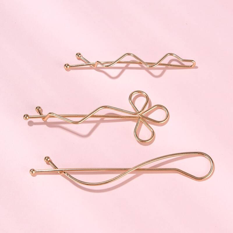 

3pcs Geo Hair Clip, Gold
