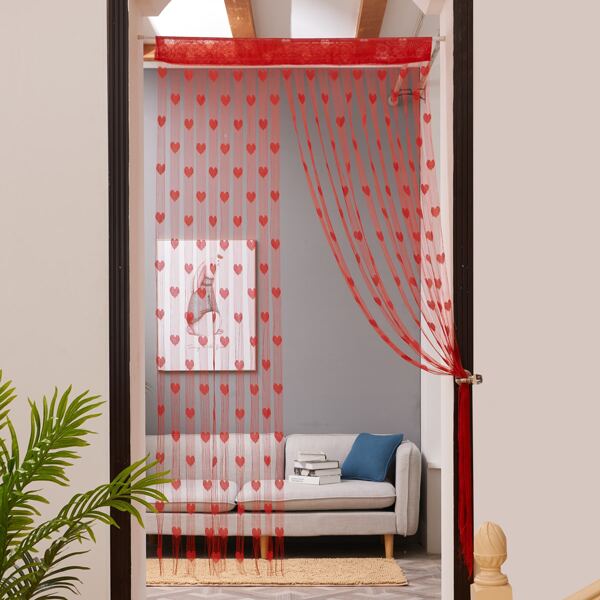 

1pc Heart String Door Curtain, Red