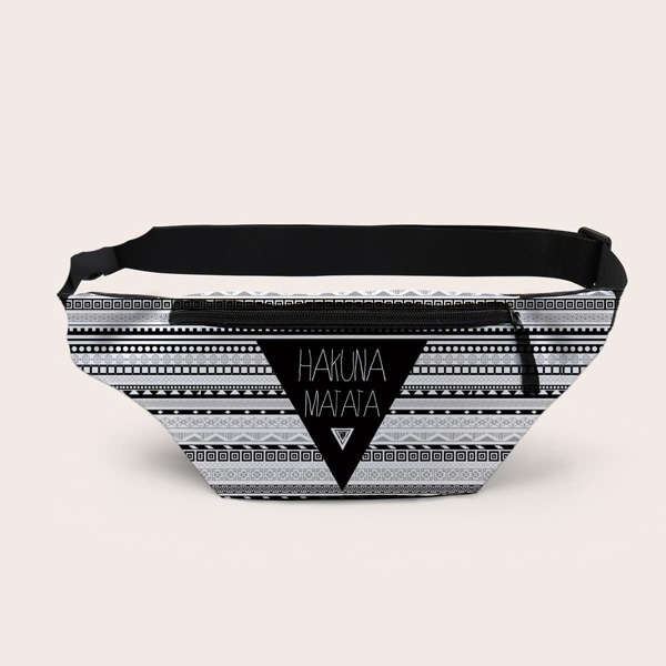 

Letter Graphic Fanny Pack, Black and white