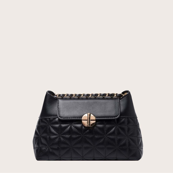 

Quilted Chain Crossbody Bag, Black