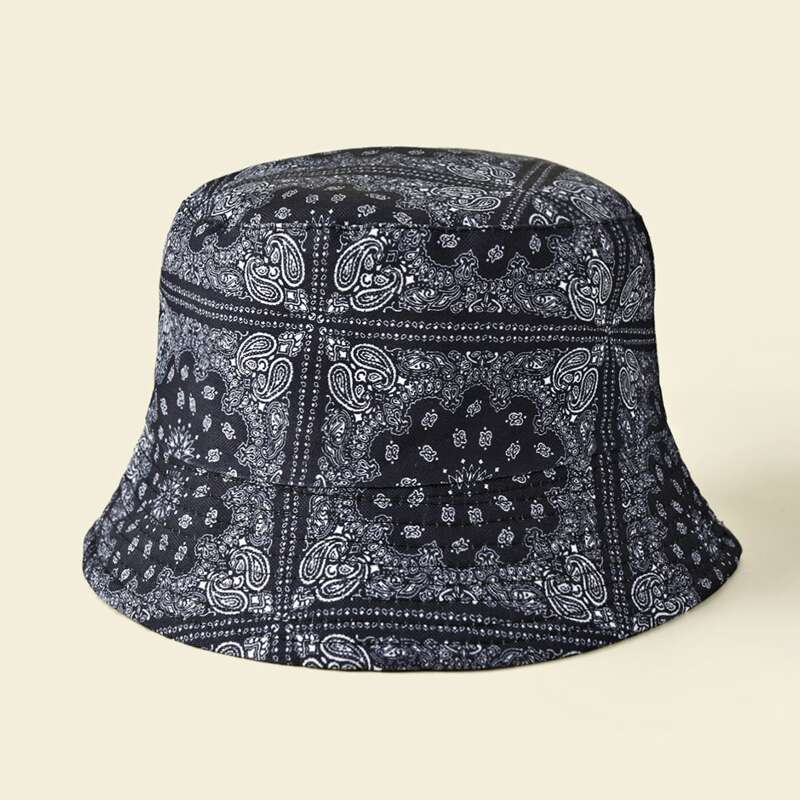

Guys Paisley Pattern Reversible Bucket Hat, Black
