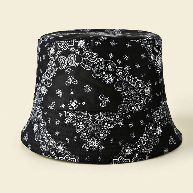 

Guys Paisley Pattern Reversible Bucket Hat, Black