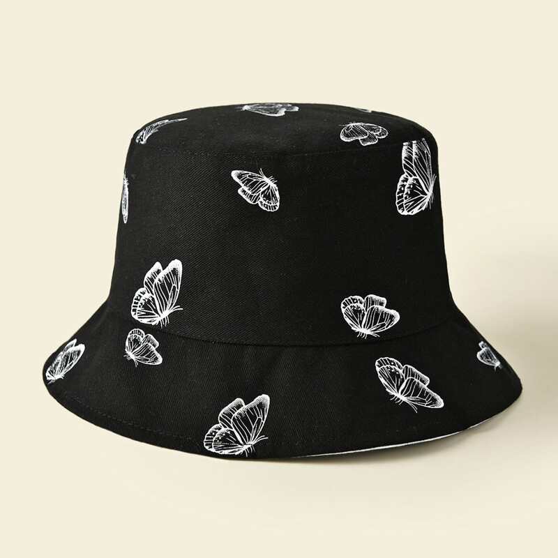 

Guys Butterfly Pattern Reversible Bucket Hat, Black