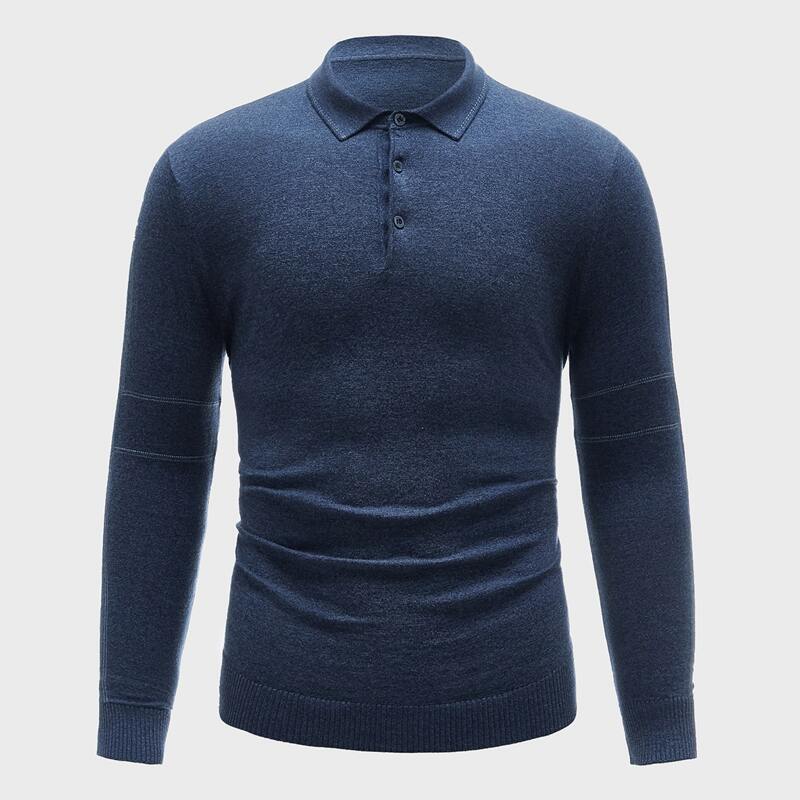 

Guys Solid Polo Neck Sweater, Navy blue