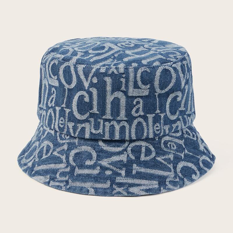 

Letter Graphic Bucket Hat, Blue