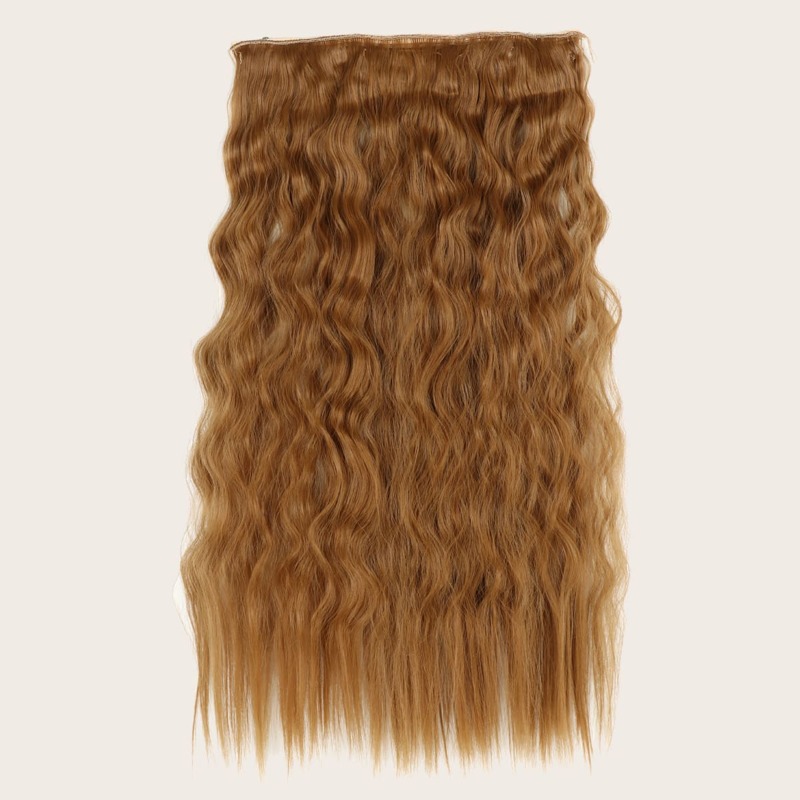

5pcs Clip In Curly Hair Wig, Brown