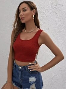 SHEIN Privé 綁後開式短版背心上衣