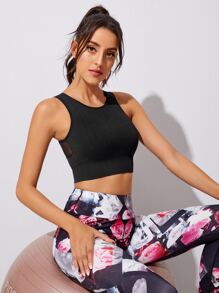 Easithlete Sujetador deportivo soporte medio panel con malla - Negro - Ver 2
