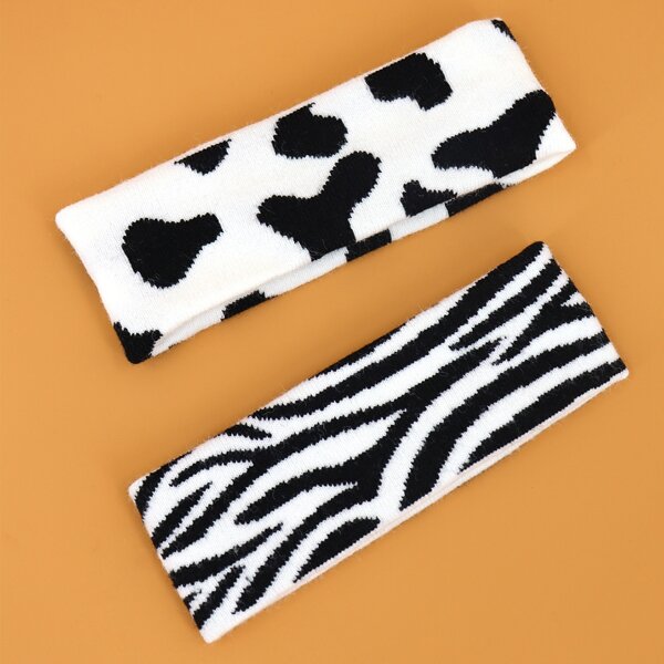 

2pcs Kids Zebra Pattern Headband, Black and white