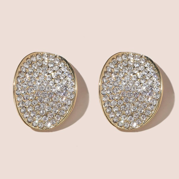 

Rhinestone Decor Stud Earrings, Gold