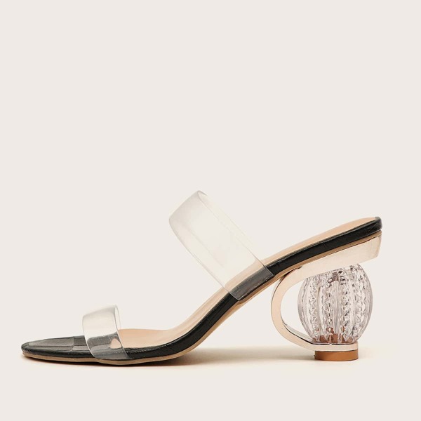 

Clear Band Sculptural Heeled Mules, Black