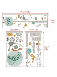 Kids Cartoon đo chiều cao tường Sticker - Nhiều màu - Xem 2