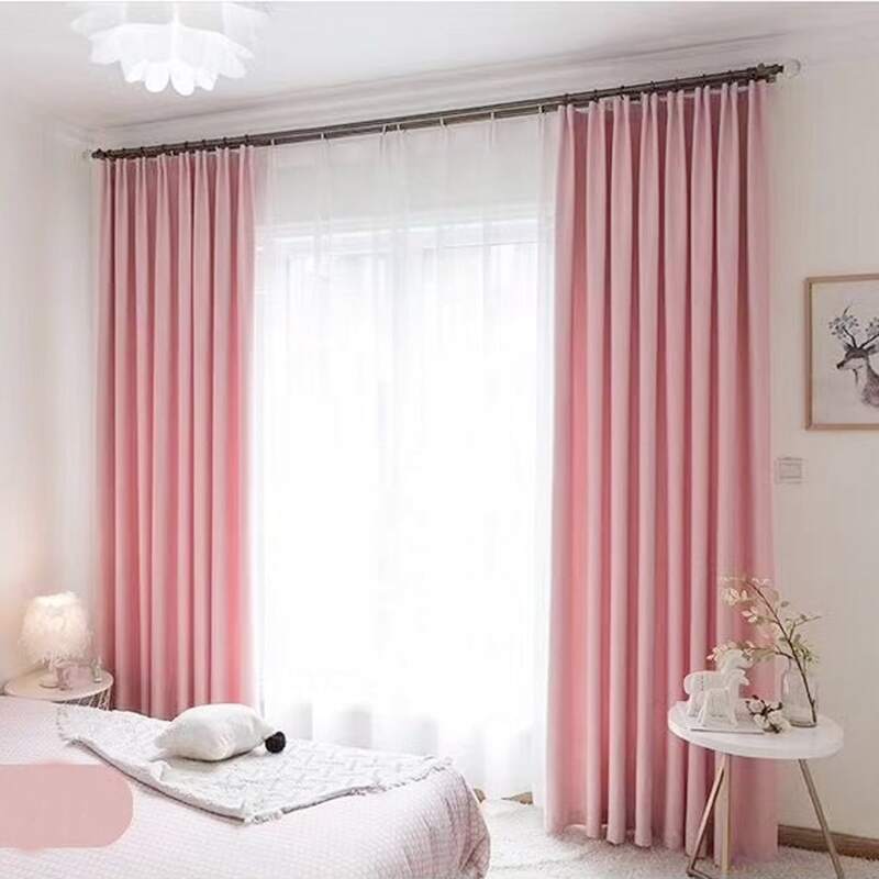 

1pc Solid Blackout Curtain, Pink