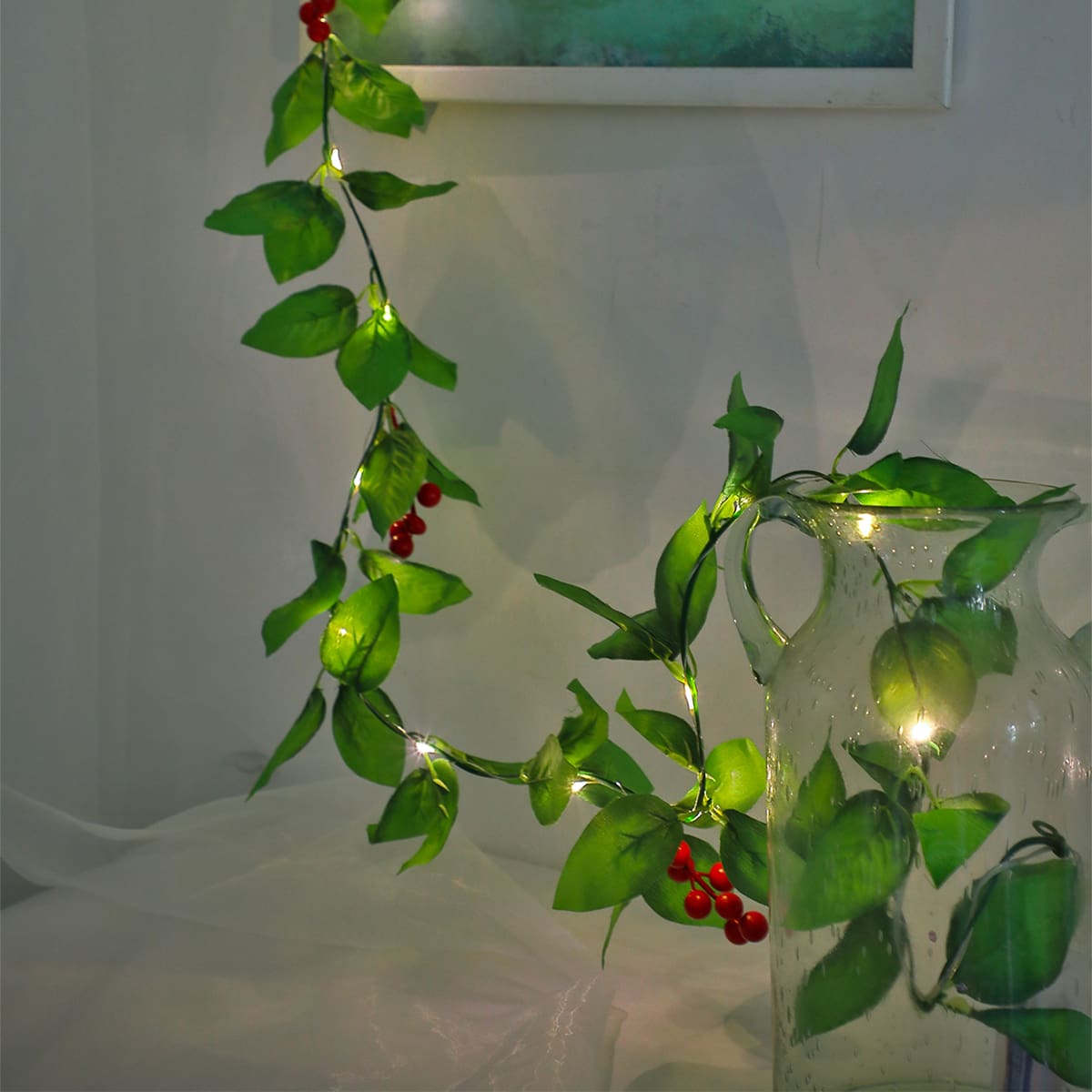 

1pc Artificial Vine String Light With 20pcs Bulb, Yellow