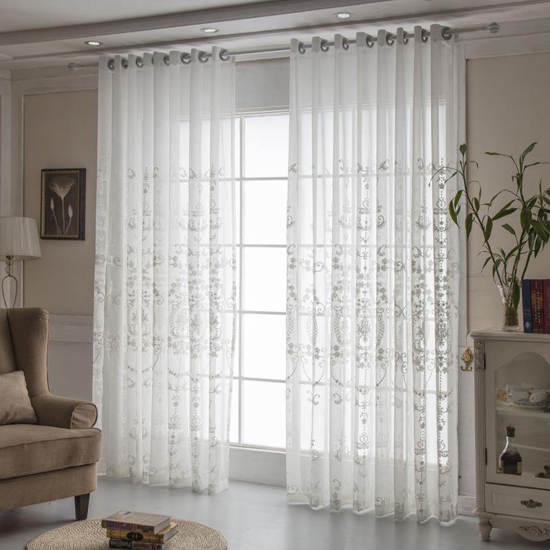 

1pc Vintage Flower Print Curtain, Grey