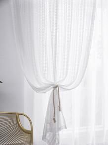 1入組葉子圖案窗簾 - 白色 - 查看 2