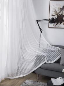 1入組葉子圖案窗簾 - 白色 - 查看 3