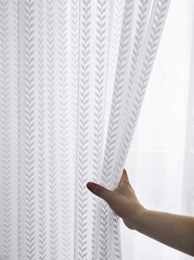 1入組葉子圖案窗簾 - 白色 - 查看 5