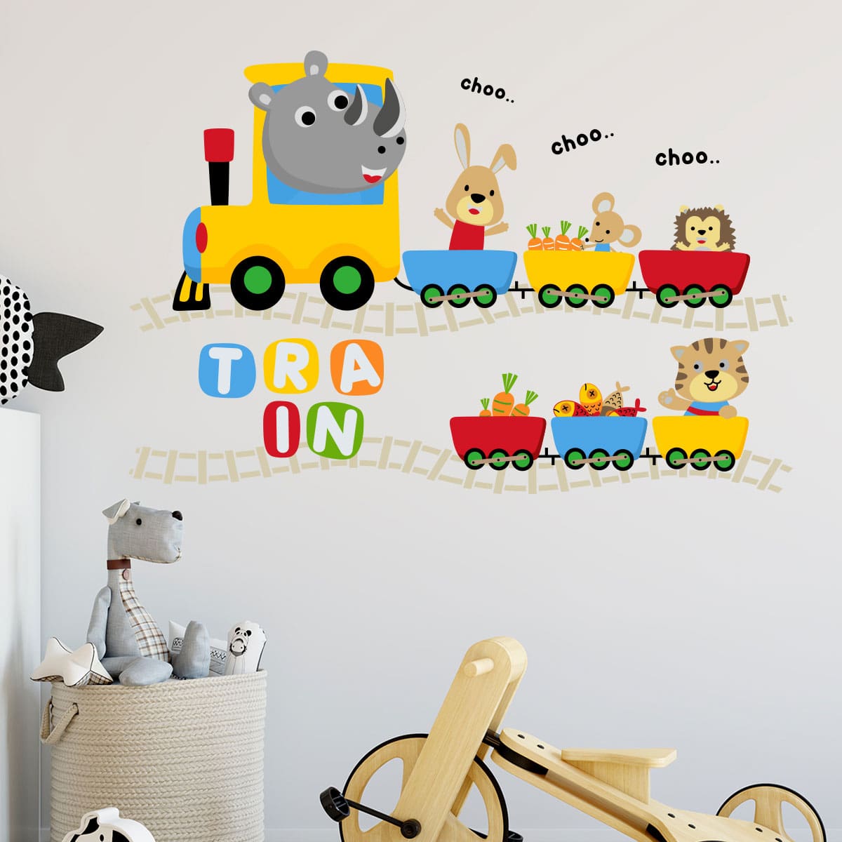 

Kids Train Print Wall Sticker, Multicolor