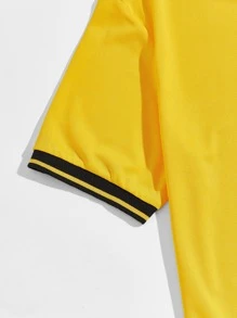 Manfinity NXTstreet Men Embroidered Detail Striped Trim Polo Shirt - Yellow - View 3