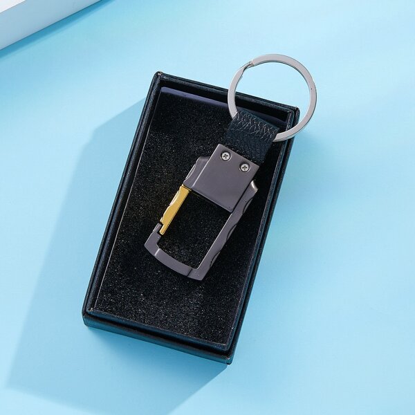 

Men Geometric Charm Keychain, Grey