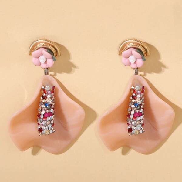 

Rhinestone Flower Drop Earrings, Yellow