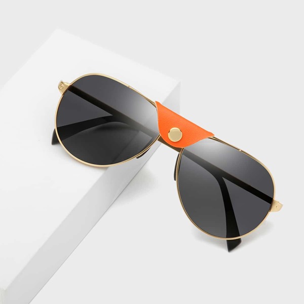 

Men Metal Frame Polarized Sunglasses, Gold