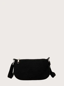 Bolso cartera minimalista con asa de cadena - Negro - Ver 3