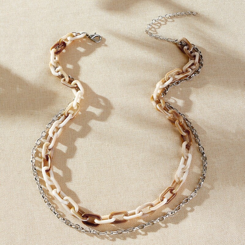 

Chunky Chain Layered Necklace, Multicolor