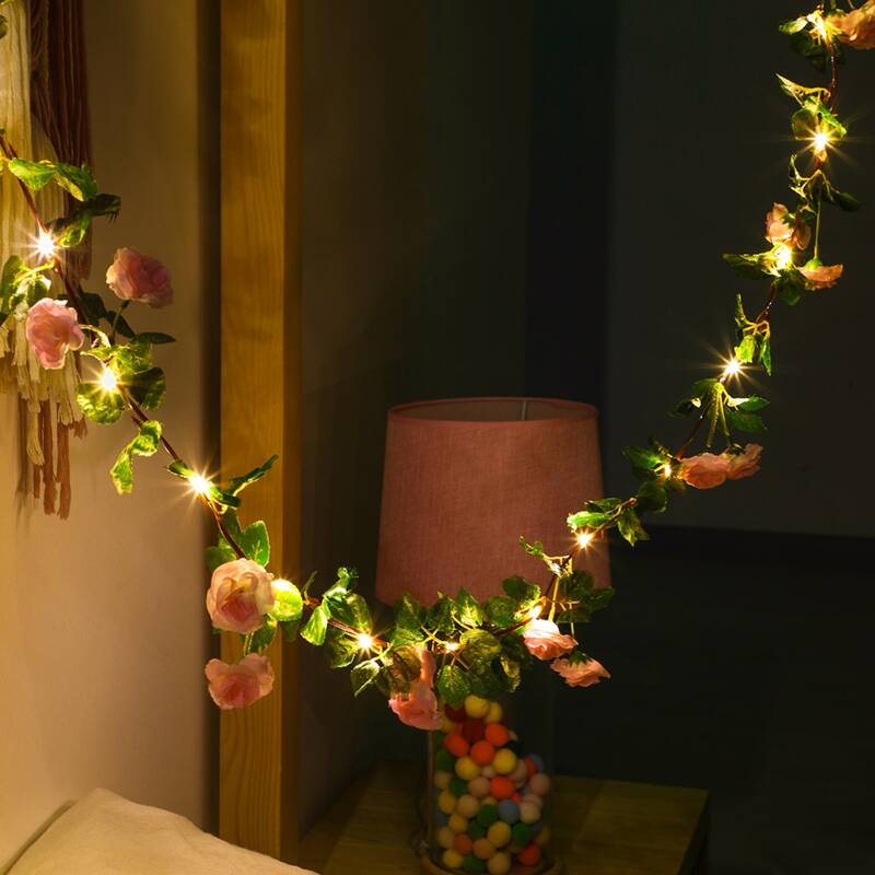 

1pc Artificial Rose String Light With 20pcs Bulb, Yellow