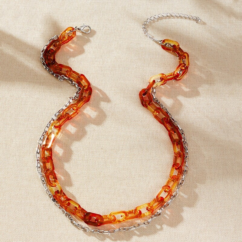

Chunky Chain Layered Necklace, Multicolor