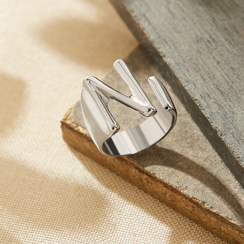 

Letter N Ring, Silver