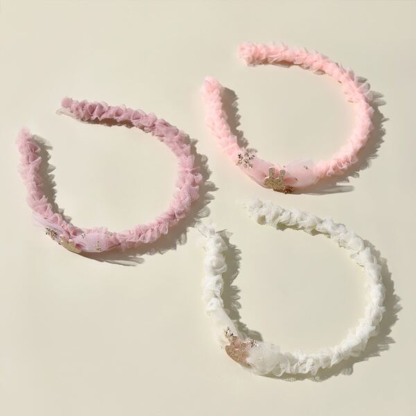 

3pcs Baby Mesh Bow Decor Hair Hoop, Multicolor