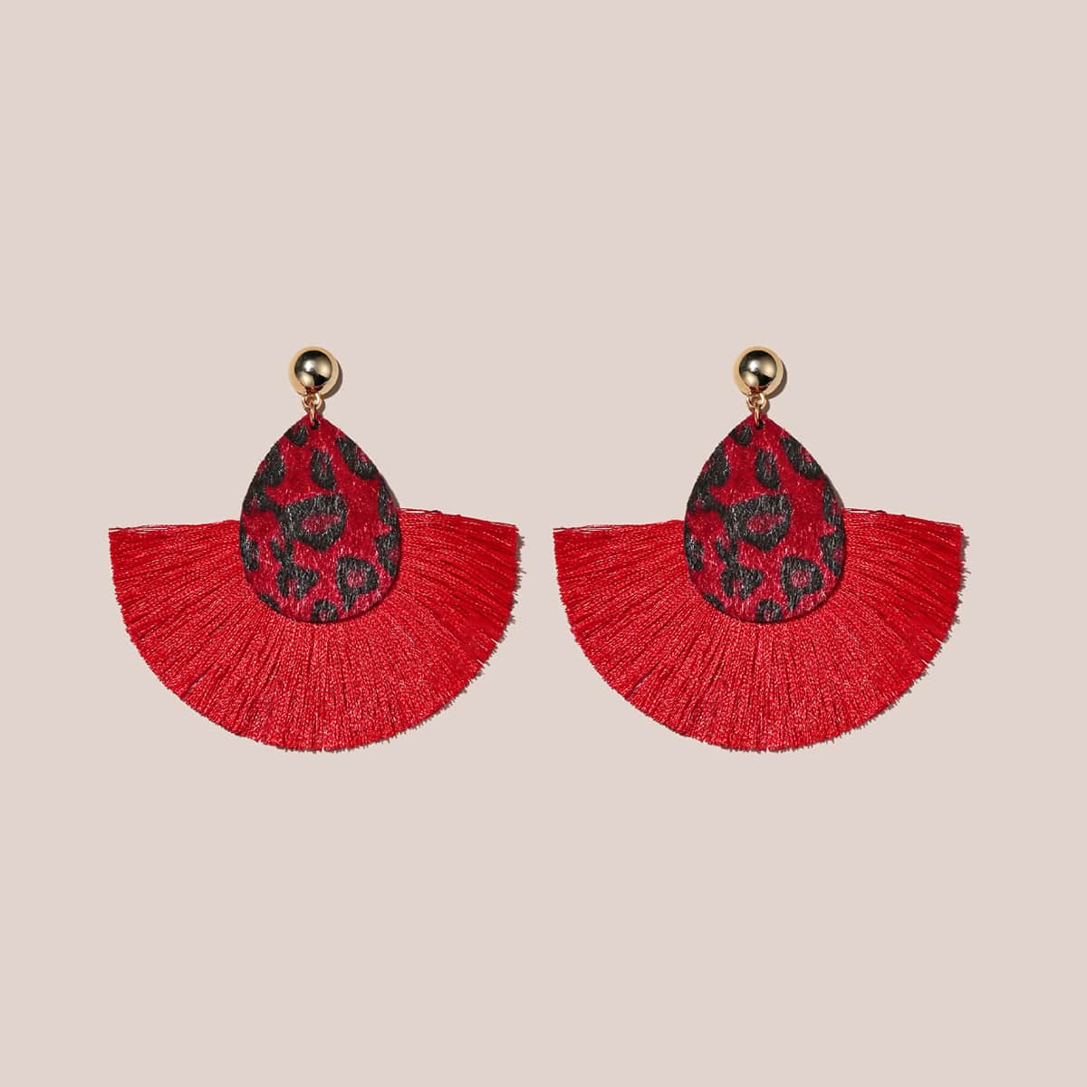 

Tassel Decor Drop Earrings, Red