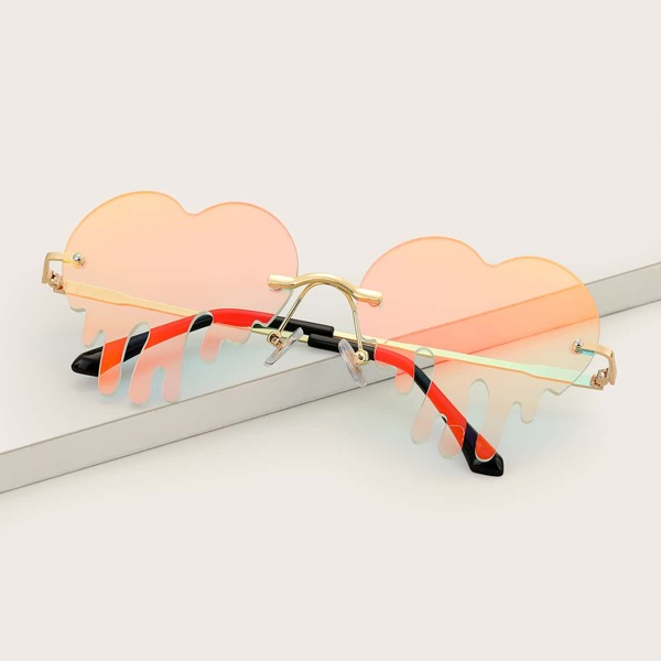 

Irregular Heart Frame Sunglasses, Pink