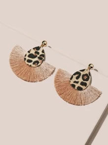 Tassel Decor Drop Earrings - Khaki - View 2
