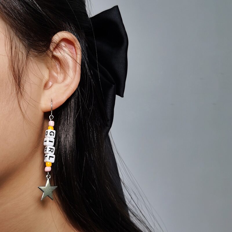 

Star Letter Drop Earrings, Multicolor