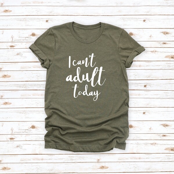 

Plus Slogan Graphic Short Sleeve Tee, Army green