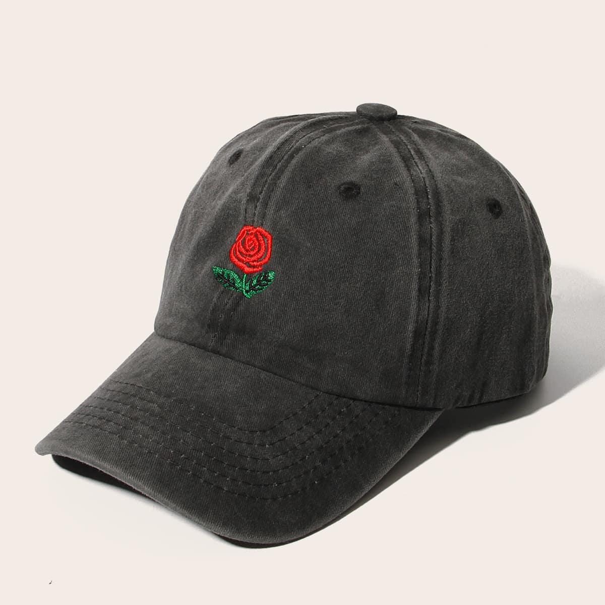 

Guys Rose Embroidered Baseball Cap, Grey