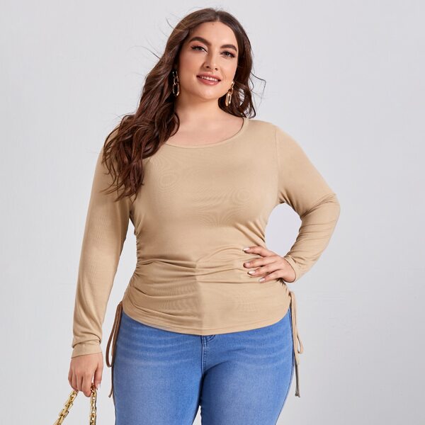 

Plus Solid Drawstring Side Tee, Apricot