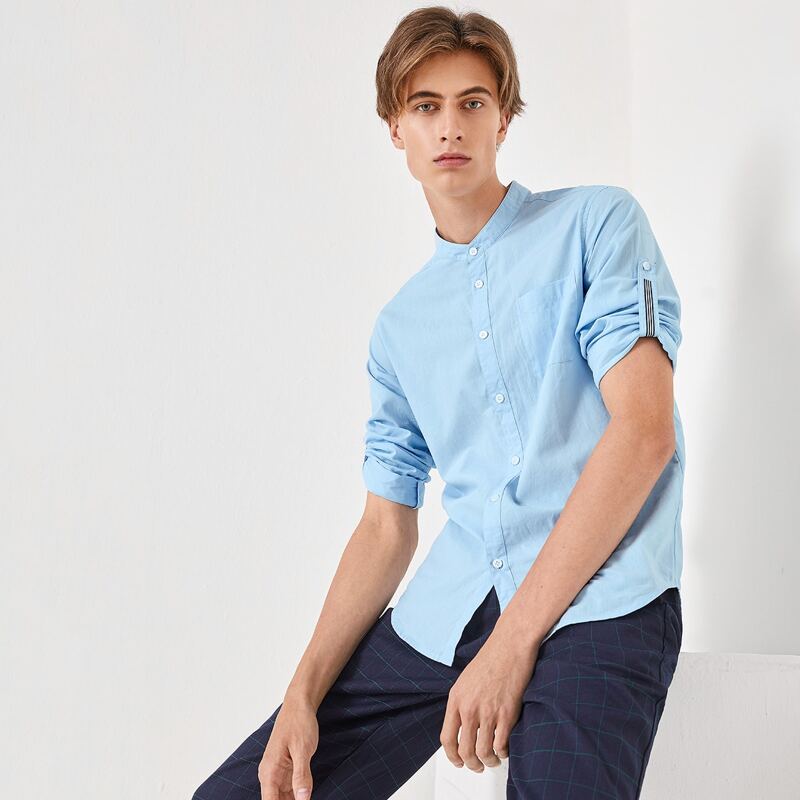 

Men Roll Up Sleeve Shirt, Baby blue