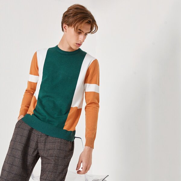 

Men Cut And Sew Sweater, Multicolor