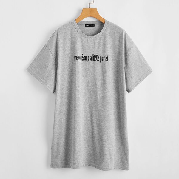 

Letter Graphic Drop Shoulder Tee Dress, Grey
