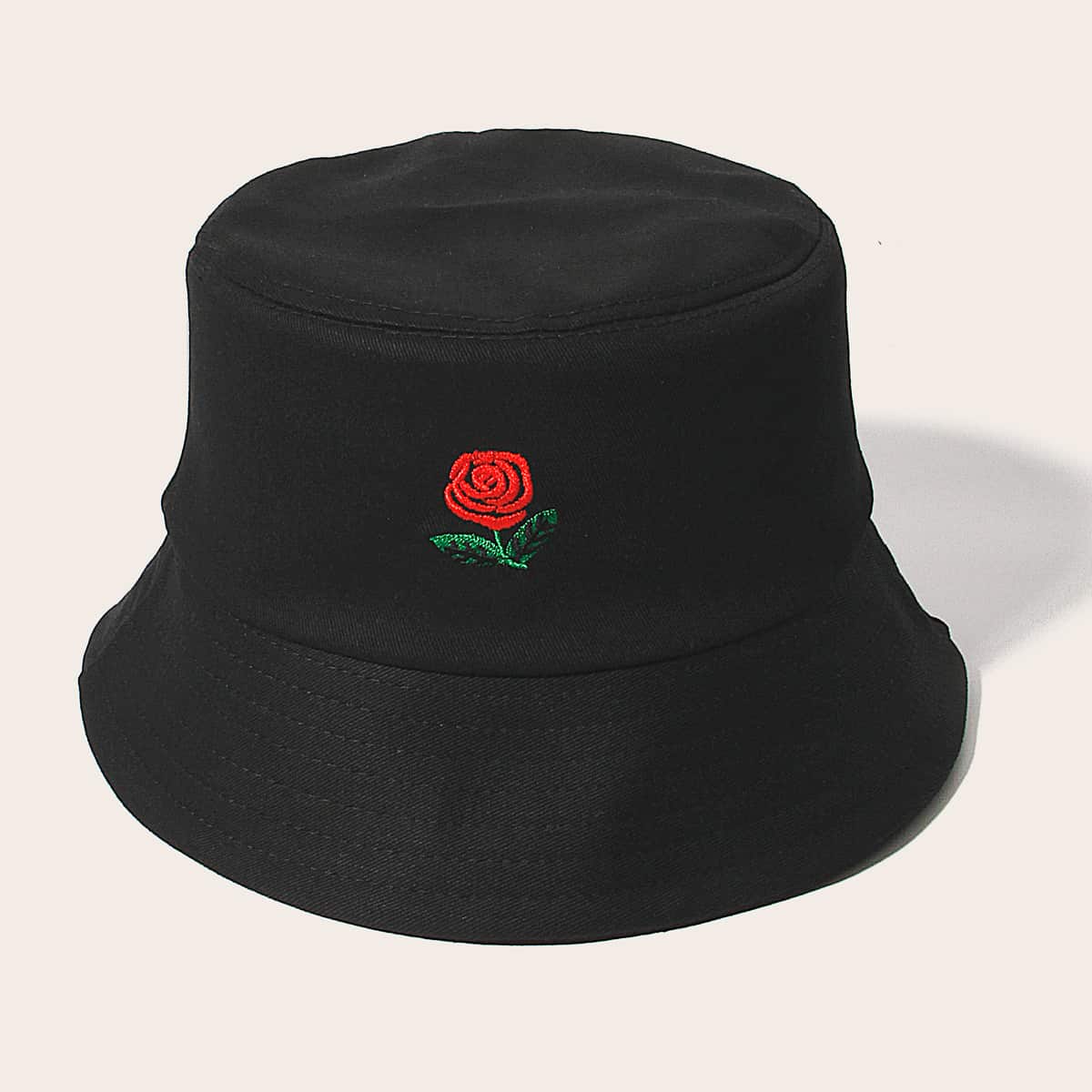 

Guys Rose Embroidered Bucket Hat, Black